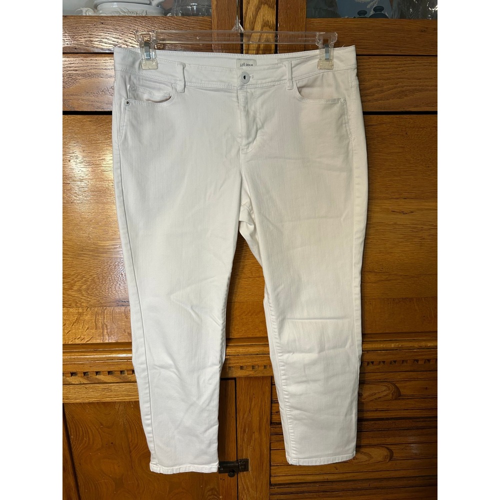 J. Jill Denim Authentic Fit Coastal Chic Hamptons Ankle White Jeans Pants 12P